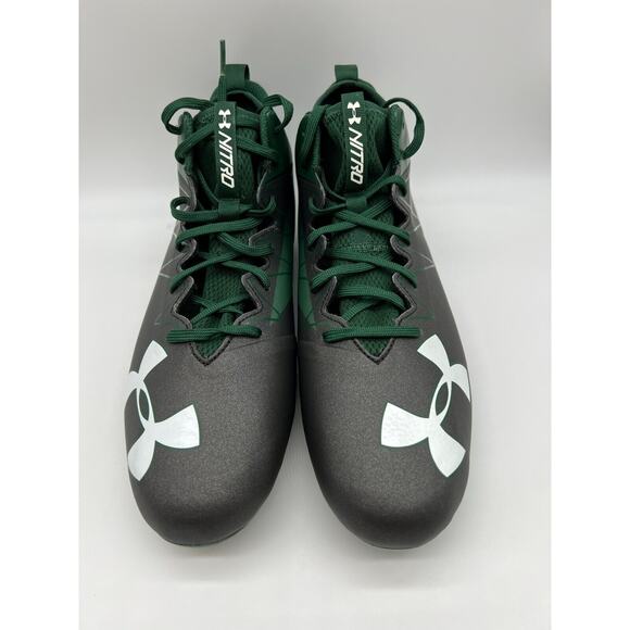 Under Armour Nitro Mid Green Black Men's Football Cleats 1290962 055 Size 12 NEW - Picture 6 of 12